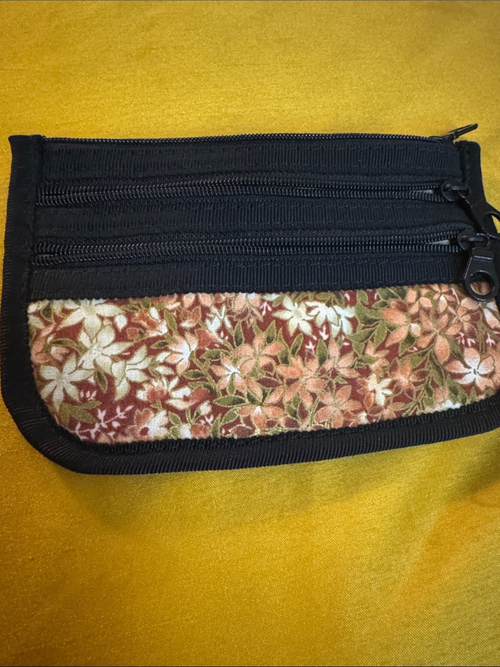 A.L.C. Floral Zip Cosmetic Pouch - Black, Rust, Cream, Green